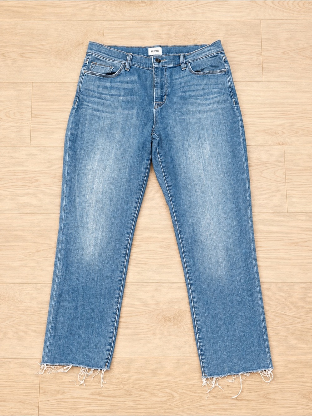 Hudson Natalie Midrise Slim Boyfriend Jeans Raw Hem Light Wash Women’s Size 28